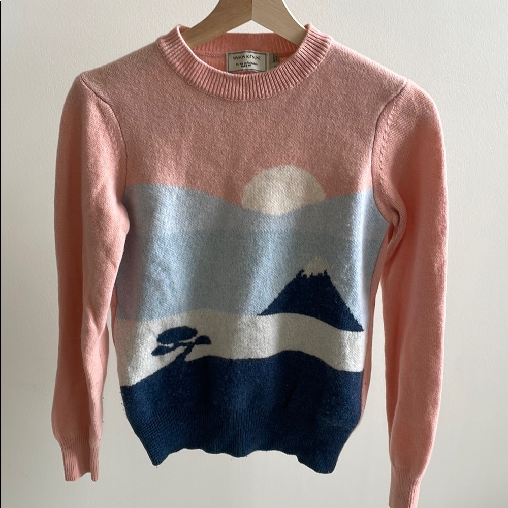 Scenic Pink and Blue Sweater